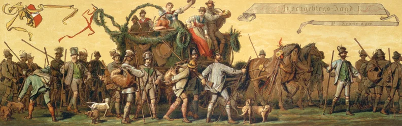 Processie van eerbetoon ter ere van Keizer Franz Joseph I van Oostenrijk (1830-1916)